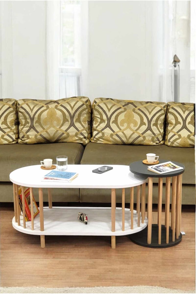 Belvo Soffbordsset 90x43x45 cm - Vitt och antracit - Möbler - Vardagsrum - Soffbord & vardagsrumsbord - Soffbord