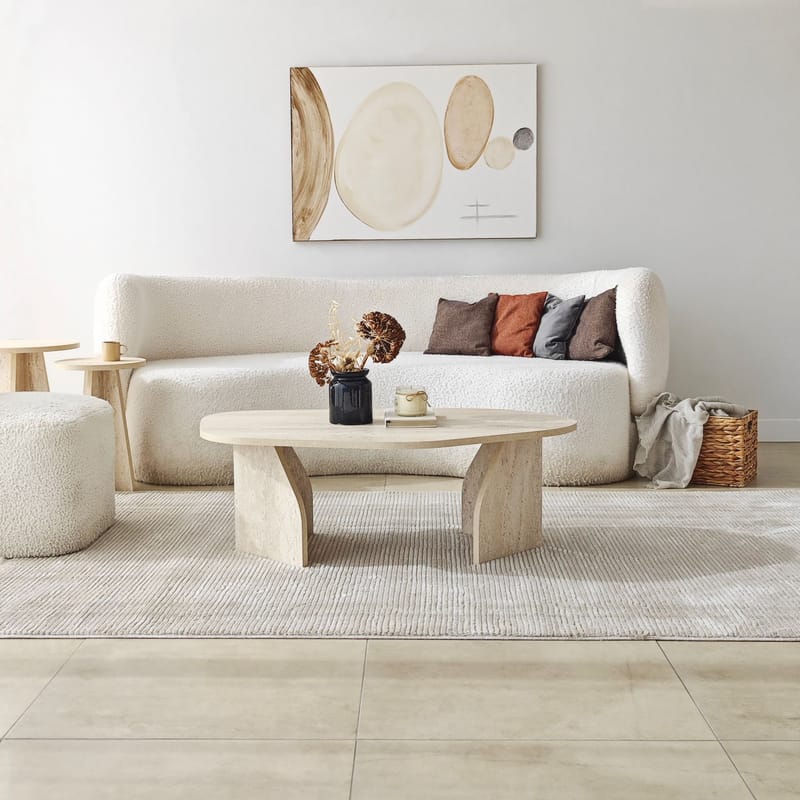 Berriaren Soffbord 100 cm - travertin och rökfärgad - Möbler - Vardagsrum - Soffbord & vardagsrumsbord - Soffbord