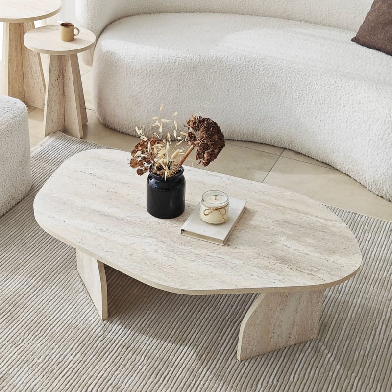 Berriaren Soffbord 100 cm - travertin och rökfärgad - Möbler - Vardagsrum - Soffbord & vardagsrumsbord - Soffbord