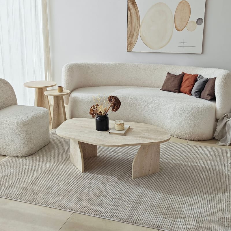 Berriaren Soffbord 100 cm - travertin och rökfärgad - Möbler - Vardagsrum - Soffbord & vardagsrumsbord - Soffbord