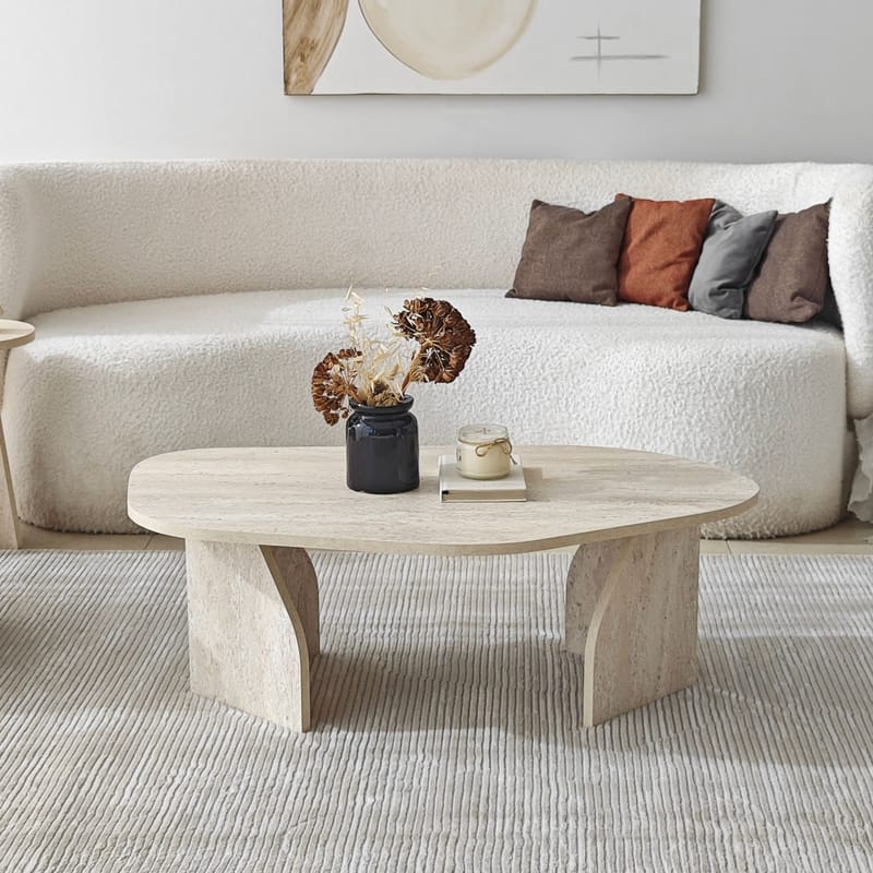 Berriaren Soffbord 100 cm - travertin och rökfärgad - Möbler - Vardagsrum - Soffbord & vardagsrumsbord - Soffbord