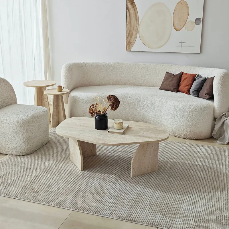 Berriaren Soffbord 100 cm - travertin och rökfärgad - Möbler - Vardagsrum - Soffbord & vardagsrumsbord - Soffbord