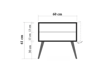 Bertoaria Sängbord 60x40 cm Brun - Hanah Home - Möbler - Sovrum - Sängbord
