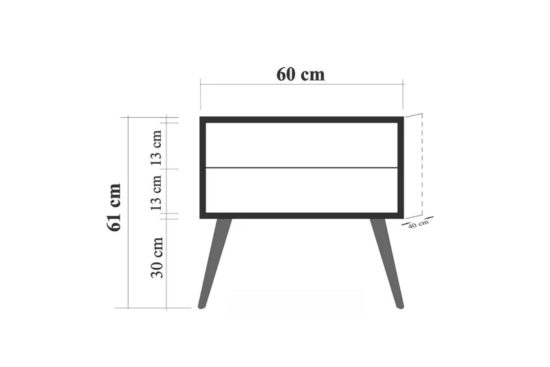 Bertoaria Sängbord 60x40 cm Brun - Hanah Home - Möbler - Sovrum - Sängbord