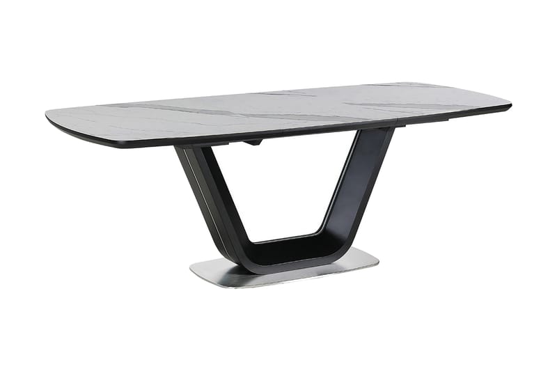 BETHAL Förlängningsbart Matbord 160 cm Keramik/Svart/Vit - Bord - Marmorbord - Matbord & köksbord