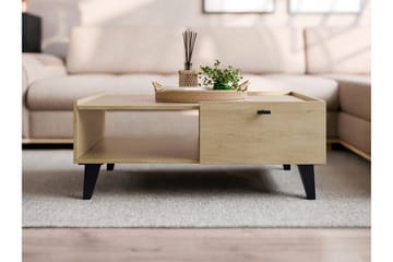 Betsi Rektangulärt Soffbord 100 cm med Lådor i Trä med Metallben - Beige - Möbler - Vardagsrum - Soffbord & vardagsrumsbord - Soffbord