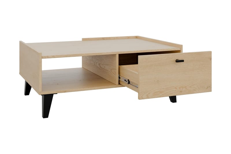 Betsi Rektangulärt Soffbord 100 cm med Lådor i Trä med Metallben - Beige - Möbler - Vardagsrum - Soffbord & vardagsrumsbord - Soffbord