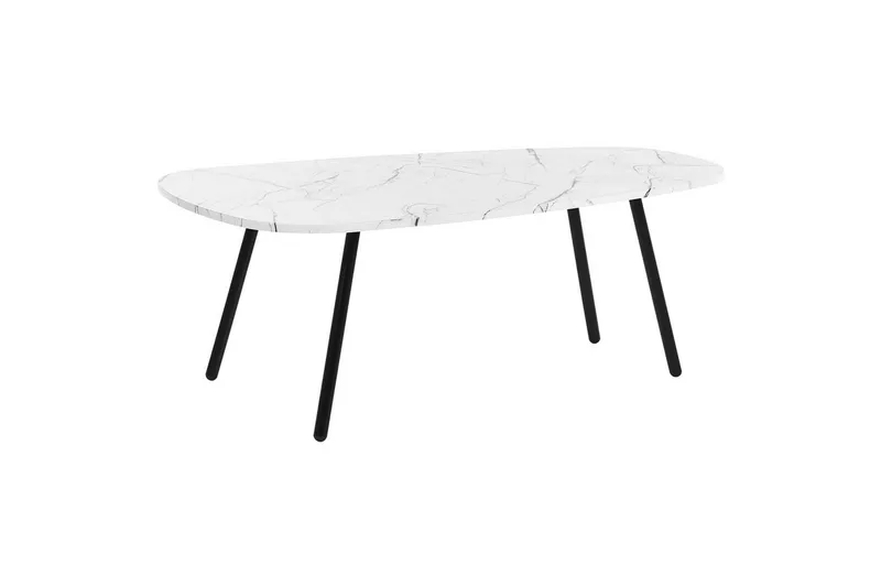Biddle Ovalt Soffbord i Marmor, Vit|Svart