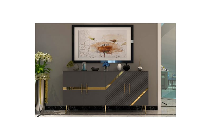 Bielany Konsollbord 150 cm - Guld/Grafitgrå - Möbler - Vardagsrum - Soffbord & vardagsrumsbord - Avlastningsbord & konsolbord
