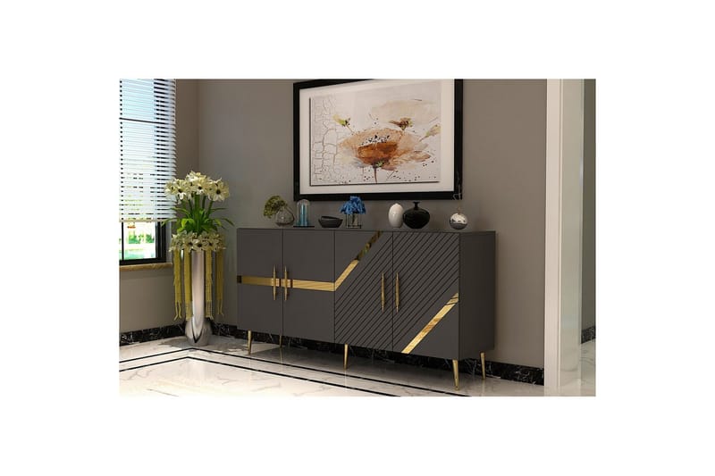 Bielany Konsollbord 150 cm - Guld/Grafitgrå - Möbler - Vardagsrum - Soffbord & vardagsrumsbord - Avlastningsbord & konsolbord