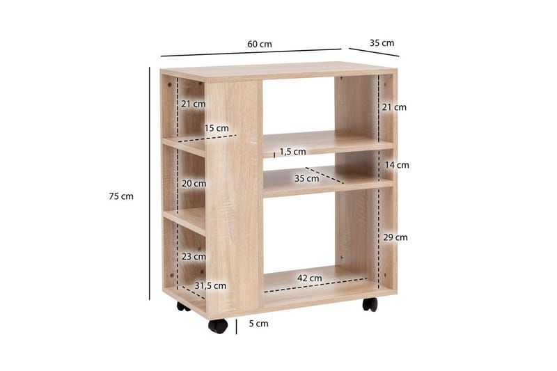 Bokhylla Wohnling mobil, modern och enkel med olika förvaringsfack Sonoma - Sonoma - Möbler - Vardagsrum - Soffbord & vardagsrumsbord - Avlastningsbord & konsolbord
