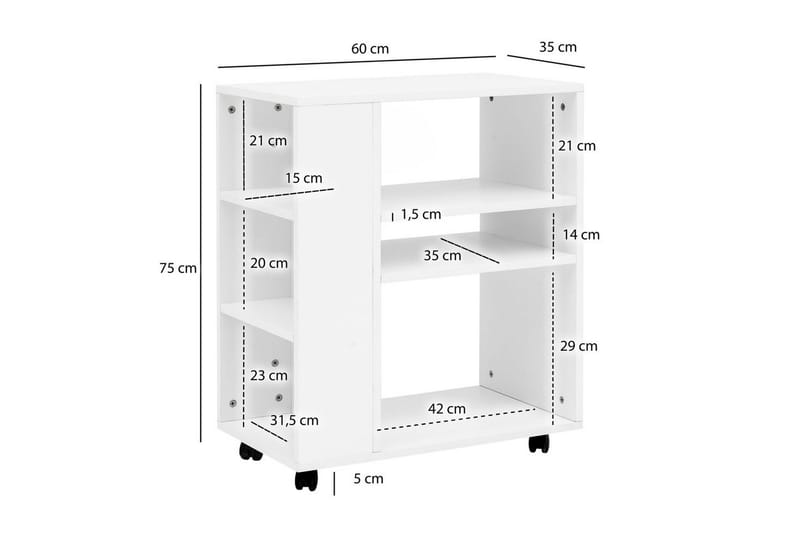 Bokhylla Wohnling mobil, modern och enkel med olika förvaringsfack Vit - Vit - Förvaring - Hyllor - Hyllplan & hyllkonsoler