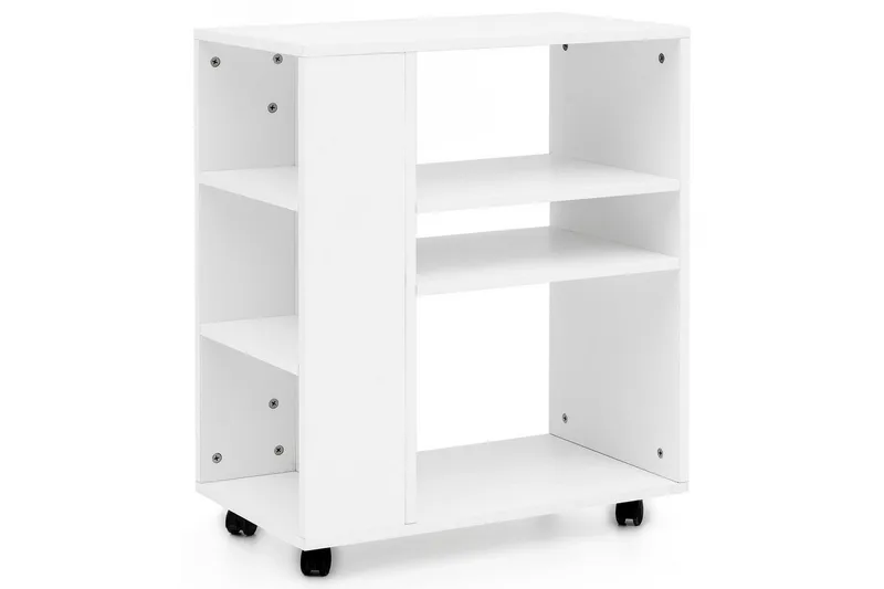 Bokhylla Wohnling mobil, modern och enkel med olika förvaringsfack Vit, Vit