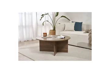 Boro Runt Soffbord 90 cm i Trä med Korsformat Underrede - Brun - Möbler - Vardagsrum - Soffbord & vardagsrumsbord - Soffbord