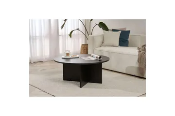 Boro Runt Soffbord 90 cm i Trä med Korsfot - Svart - Möbler - Vardagsrum - Soffbord & vardagsrumsbord - Soffbord