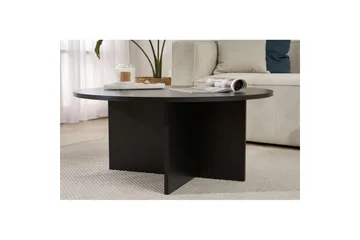 Boro Runt Soffbord 90 cm i Trä med Korsfot - Svart - Möbler - Vardagsrum - Soffbord & vardagsrumsbord - Soffbord