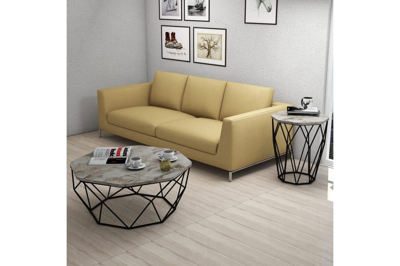 Bojana Sidobord Runt 46 cm - Grå/Svart - Möbler - Vardagsrum - Soffbord & vardagsrumsbord - Brickbord