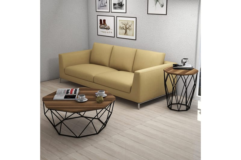 Bojana Sidobord Runt 46 cm - Mörkbrun/Svart - Möbler - Vardagsrum - Soffbord & vardagsrumsbord - Brickbord