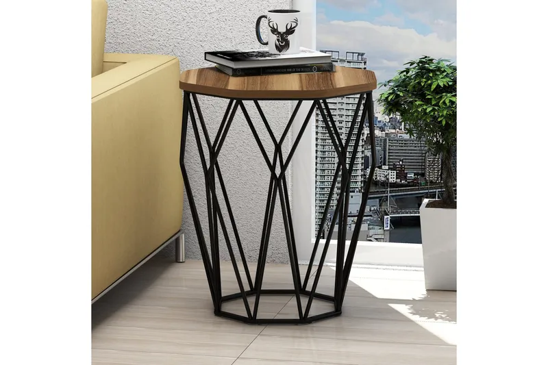 Bojana Sidobord Runt 46 cm - Mörkbrun/Svart - Möbler - Vardagsrum - Soffbord & vardagsrumsbord - Brickbord