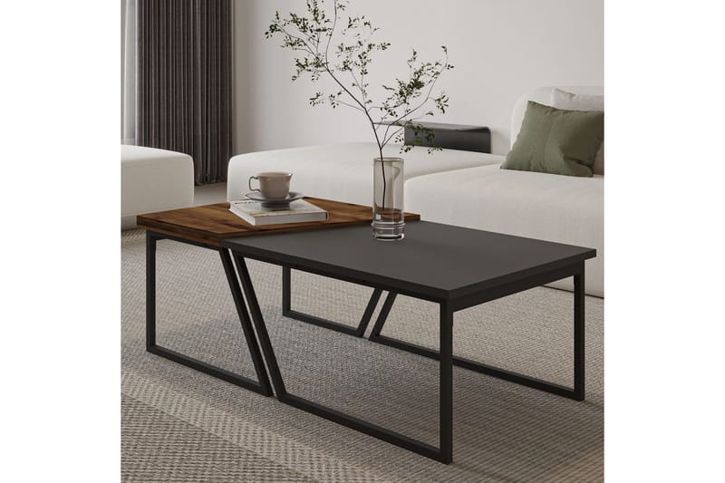 Bulskoll Soffbord 120 cm - Antracit/Valnöt - Möbler - Vardagsrum - Soffbord & vardagsrumsbord - Satsbord