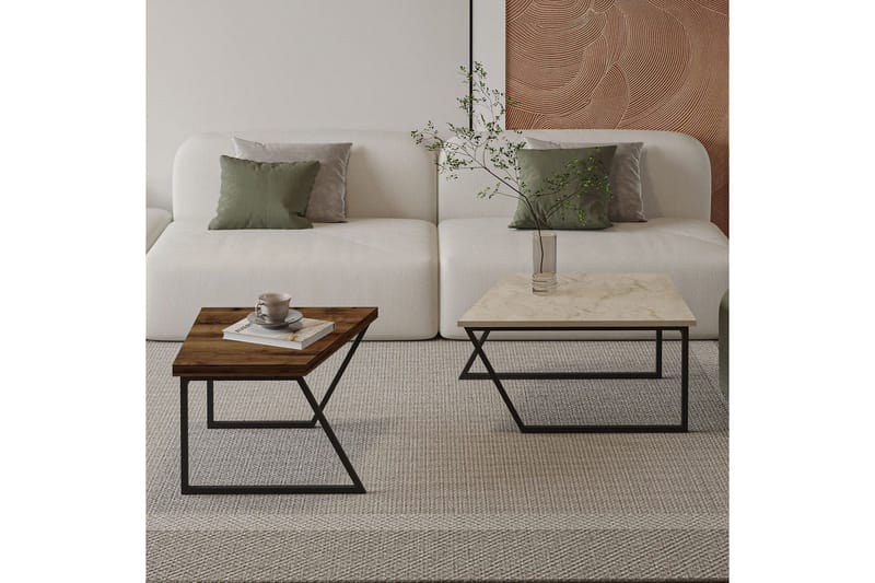 Bulskoll Soffbord 120 cm - Travertine/Valnöt - Möbler - Vardagsrum - Soffbord & vardagsrumsbord - Satsbord