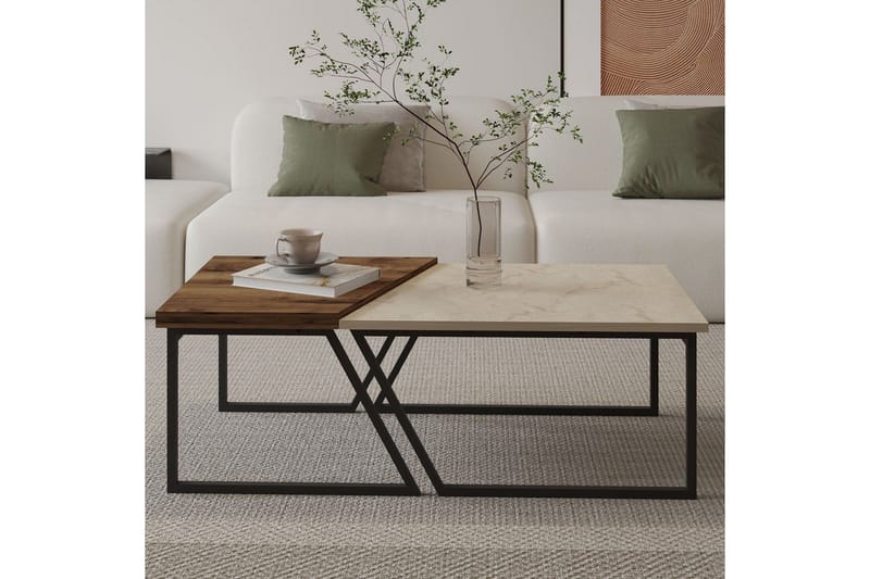 Bulskoll Soffbord 120 cm - Travertine/Valnöt - Möbler - Vardagsrum - Soffbord & vardagsrumsbord - Satsbord