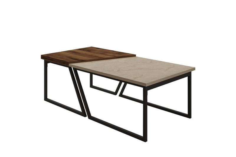 Bulskoll Soffbord 120 cm, Travertine/Valnöt