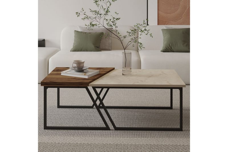 Bulskoll Soffbord 120 cm - Travertine/Valnöt - Möbler - Vardagsrum - Soffbord & vardagsrumsbord - Soffbord