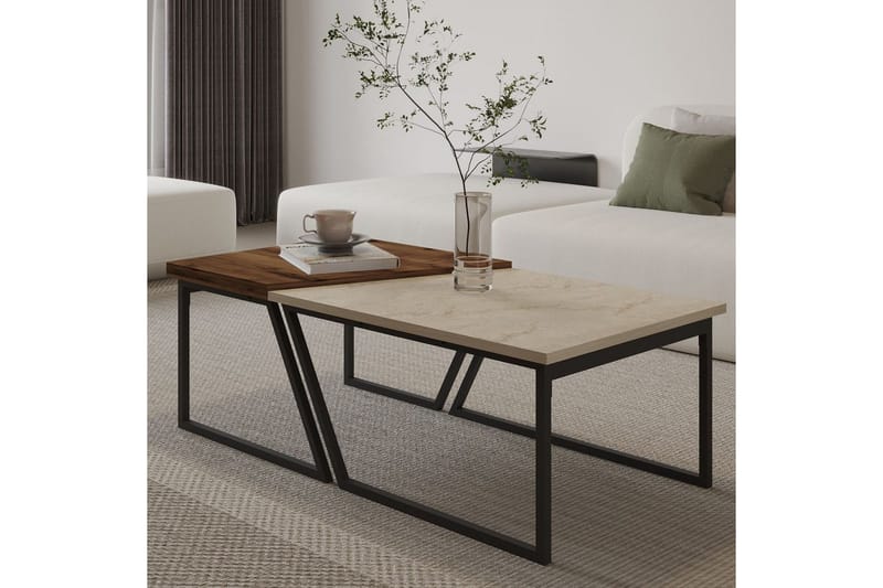 Bulskoll Soffbord 120 cm - Travertine/Valnöt - Möbler - Vardagsrum - Soffbord & vardagsrumsbord - Soffbord