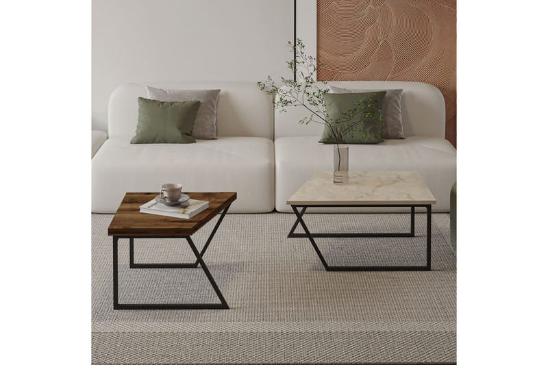 Bulskoll Soffbord 120 cm - Travertine/Valnöt - Möbler - Vardagsrum - Soffbord & vardagsrumsbord - Soffbord