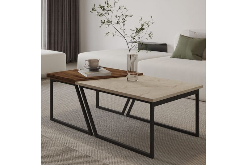 Bulskoll Soffbord 120 cm - Travertine/Valnöt - Möbler - Vardagsrum - Soffbord & vardagsrumsbord - Satsbord