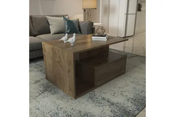 Bulvari 90 cm Rektangulärt Soffbord Valnöt med Lådor i Trä - Brun - Möbler - Vardagsrum - Soffbord & vardagsrumsbord - Soffbord