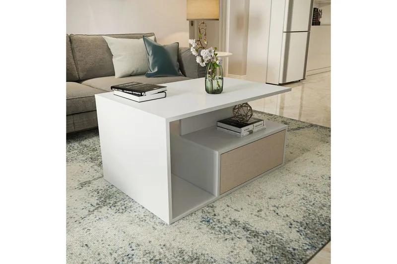 Bulvari Soffbord 90 cm - Beige/Vit - Möbler - Vardagsrum - Soffbord & vardagsrumsbord - Soffbord