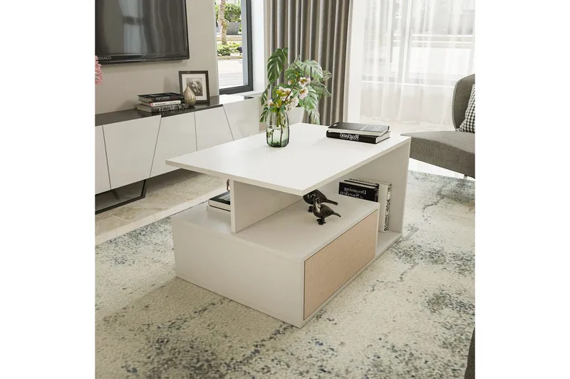 Bulvari Soffbord 90 cm - Beige/Vit - Möbler - Vardagsrum - Soffbord & vardagsrumsbord - Soffbord