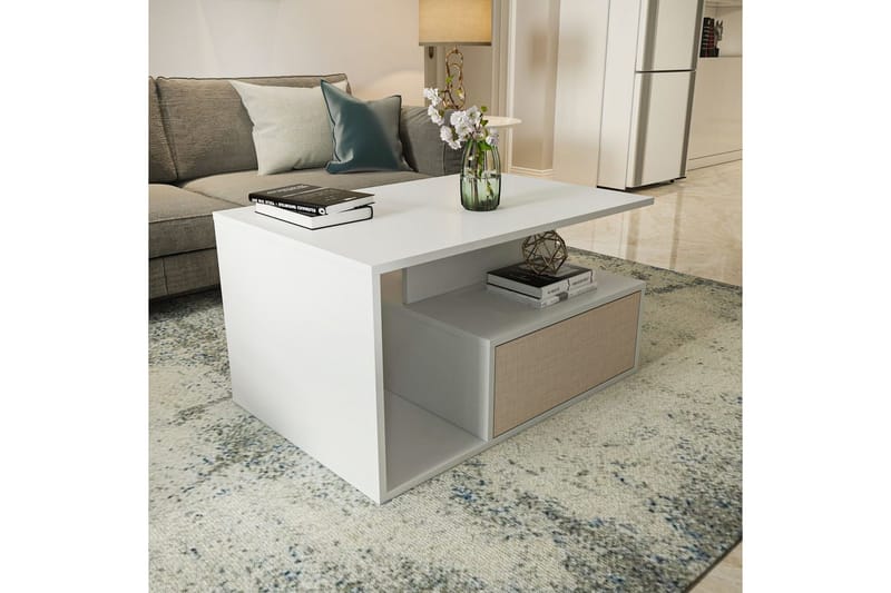 Bulvari Soffbord 90 cm - Beige/Vit - Möbler - Vardagsrum - Soffbord & vardagsrumsbord - Soffbord