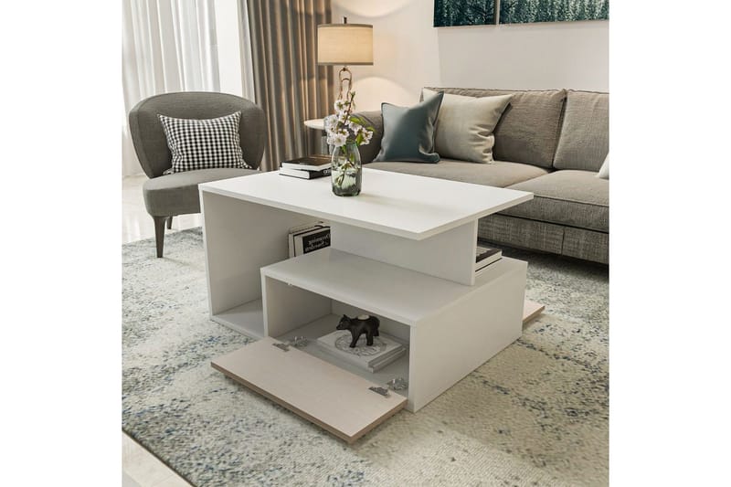 Bulvari Soffbord 90 cm - Beige/Vit - Möbler - Vardagsrum - Soffbord & vardagsrumsbord - Soffbord