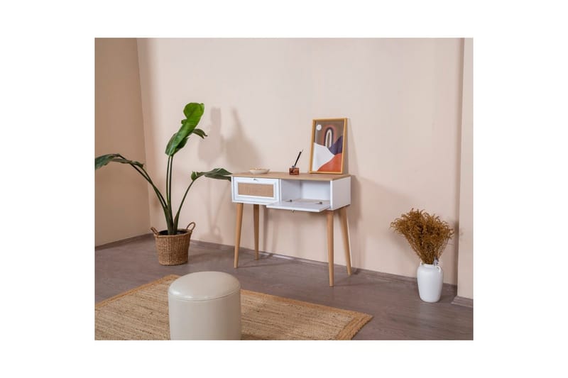 Byrå Jatinder Vit / Ek - Vitfärgat trä/Mediumfärgat trä - Möbler - Vardagsrum - Soffbord & vardagsrumsbord - Brickbord