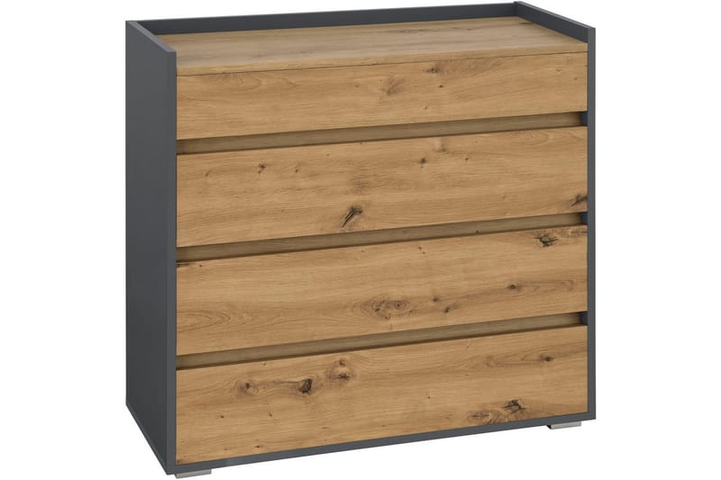 Byrå Kosmo Antracit/Ek, 4 lådor - Antracit/Ek, 4 lådor - Möbler - Vardagsrum - Soffbord & vardagsrumsbord - Avlastningsbord & konsolbord