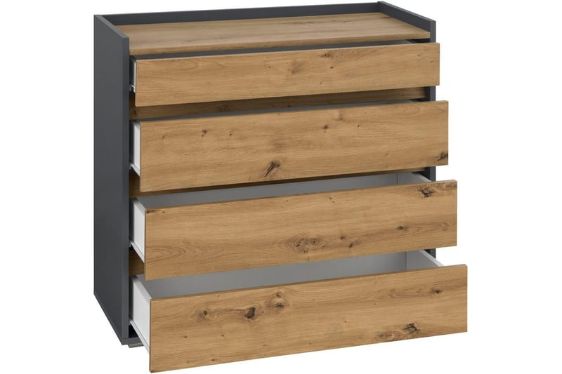 Byrå Kosmo Antracit/Ek, 4 lådor - Antracit/Ek, 4 lådor - Möbler - Vardagsrum - Soffbord & vardagsrumsbord - Avlastningsbord & konsolbord