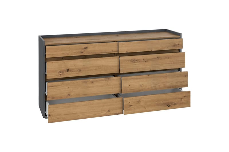 Byrå Kosmo Antracit/Ek, 8 lådor - Antracit/Ek, 8 lådor - Möbler - Vardagsrum - Soffbord & vardagsrumsbord - Avlastningsbord & konsolbord