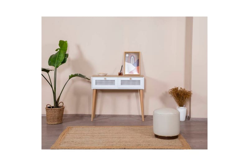Byrå Mjudi Vit / Ek - Vit/Ljusfärgat trä - Möbler - Vardagsrum - Soffbord & vardagsrumsbord - Avlastningsbord & konsolbord