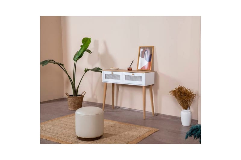 Byrå Mjudi Vit / Ek - Vit/Ljusfärgat trä - Möbler - Vardagsrum - Soffbord & vardagsrumsbord - Avlastningsbord & konsolbord