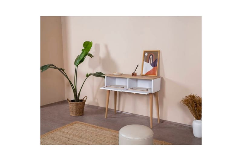 Byrå Mjudi Vit / Ek - Vit/Ljusfärgat trä - Möbler - Vardagsrum - Soffbord & vardagsrumsbord - Avlastningsbord & konsolbord