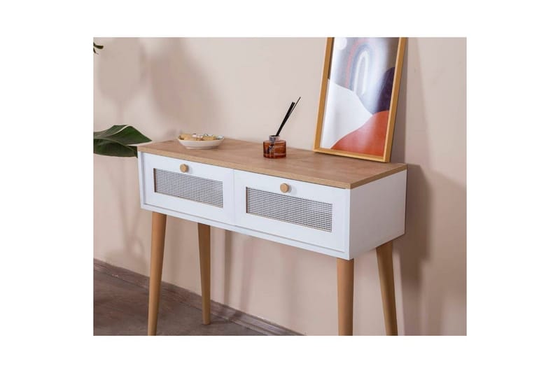 Byrå Mjudi Vit / Ek - Vit/Ljusfärgat trä - Möbler - Vardagsrum - Soffbord & vardagsrumsbord - Avlastningsbord & konsolbord