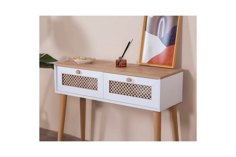 Byrå Velin Vit / Ek - Mediumfärgat trä/Vit - Möbler - Vardagsrum - Soffbord & vardagsrumsbord - Avlastningsbord & konsolbord