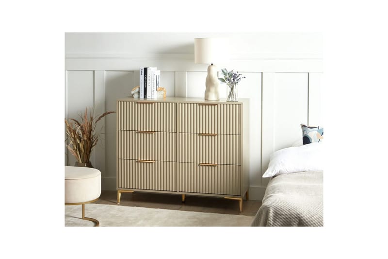 Byrå Walcott Beige, guld - Beige, guld - Möbler - Vardagsrum - Soffbord & vardagsrumsbord - Avlastningsbord & konsolbord