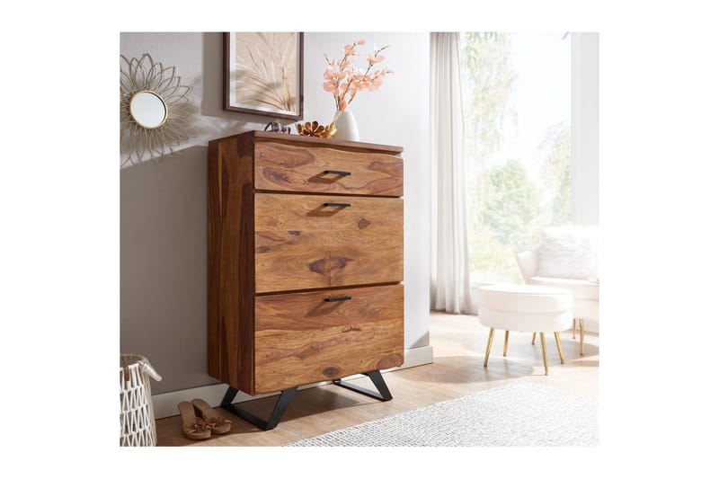 Byrå Wohnling Massivt trä med 5 lådor träd kant lantligt hus - Möbler - Vardagsrum - Soffbord & vardagsrumsbord - Avlastningsbord & konsolbord