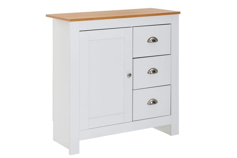 Byrå Wohnling med 3 lådor 2 dörrar tvåfärgad vit ek lantlig stil - Möbler - Vardagsrum - Soffbord & vardagsrumsbord - Avlastningsbord & konsolbord
