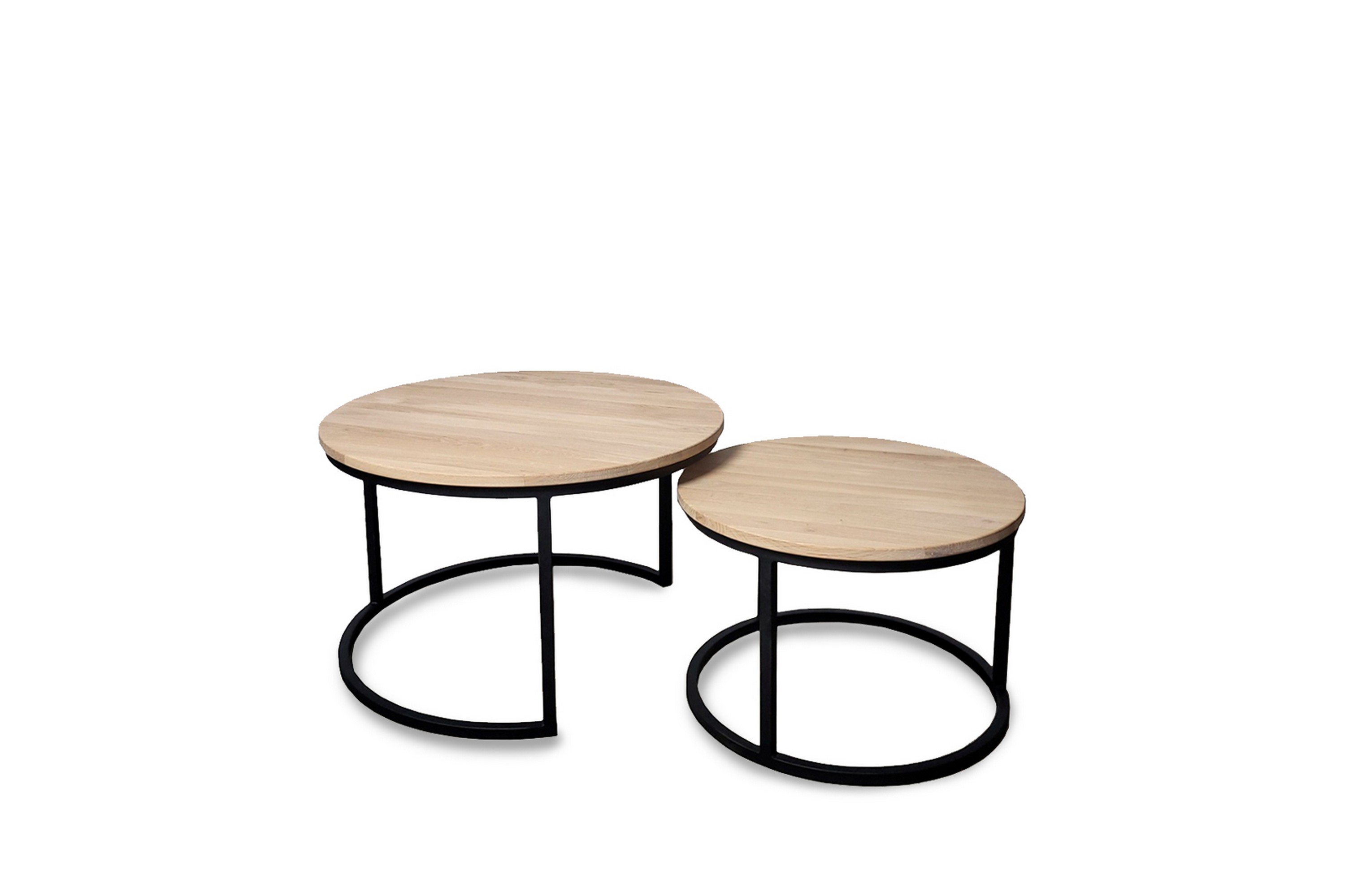 calgary satsbord 75 cm runt i massivt trä - natur/svart