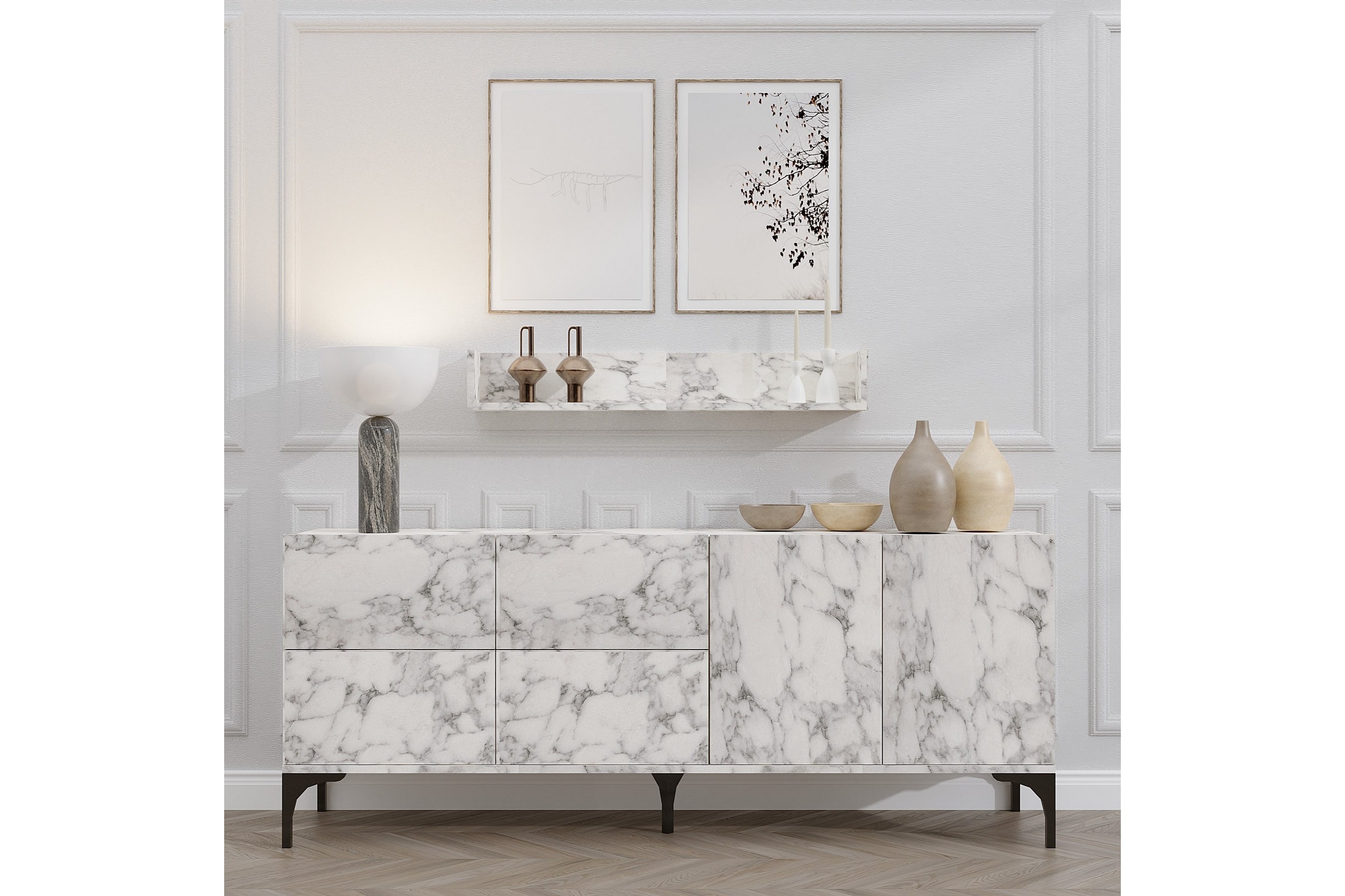 carullo konsollbord 180 cm vit marmor -